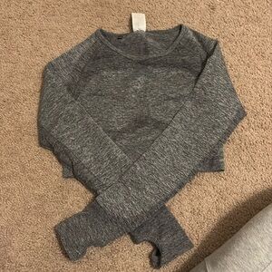 Gymshark Cropped Long Sleeve, grey marl M